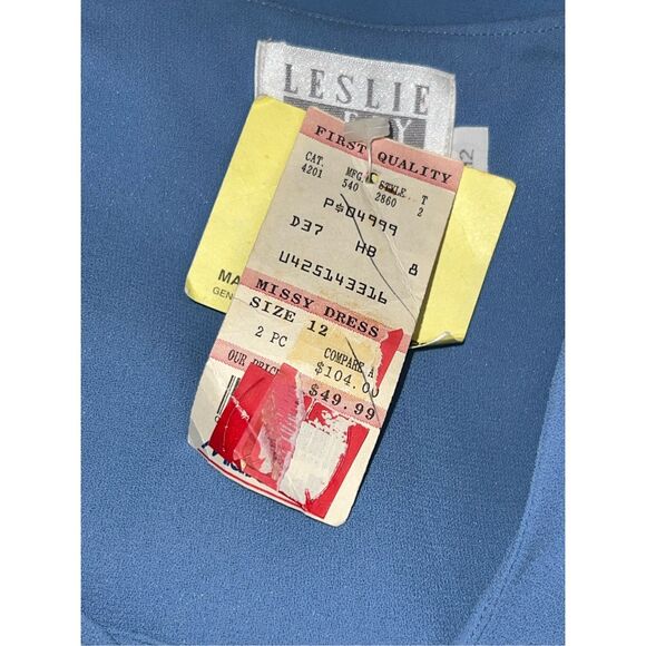 NWT Leslie Fay Polyester Blue Button Up Blouse Jacket Size 12 Deadstock - Picture 4 of 8